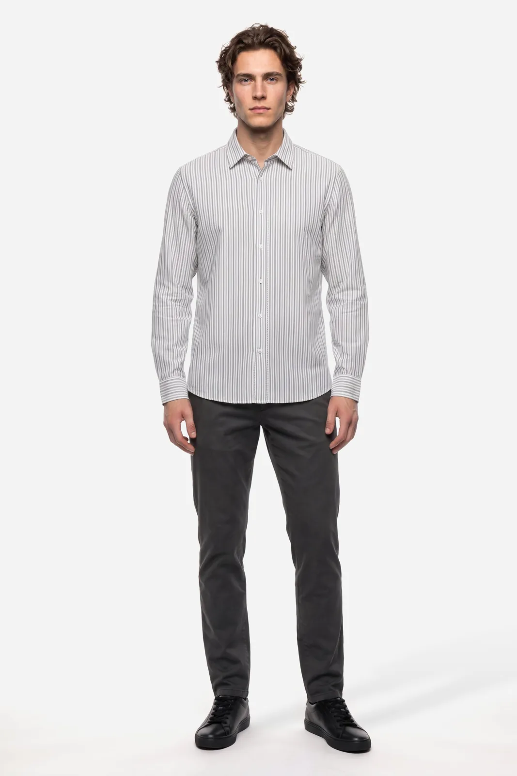 Erkek Balıksırtı Desenli Straight Fit Pantolon