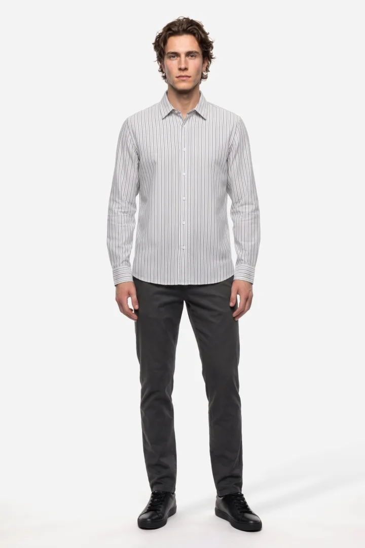 Erkek Balıksırtı Desenli Straight Fit Pantolon