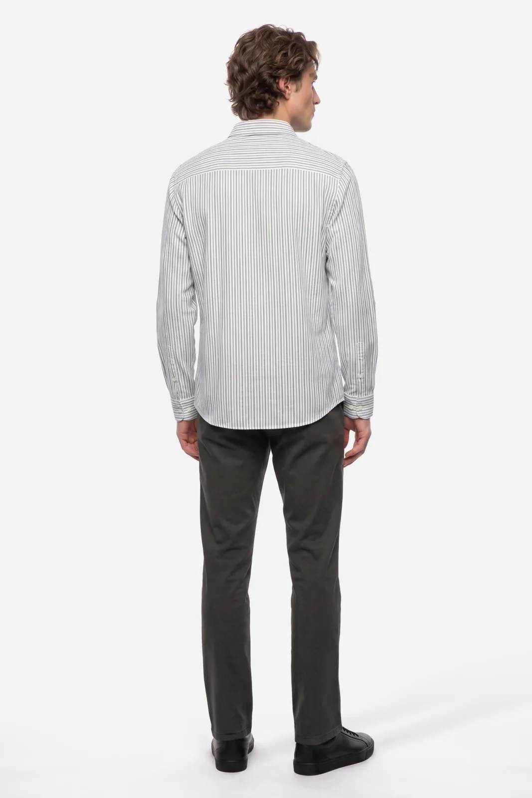 Erkek Balıksırtı Desenli Straight Fit Pantolon
