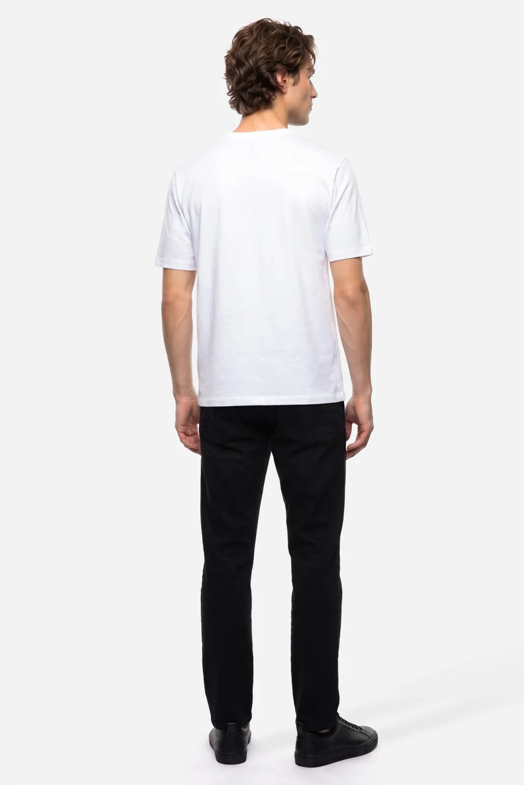 Erkek Baskılı Bisiklet Yaka T-Shirt