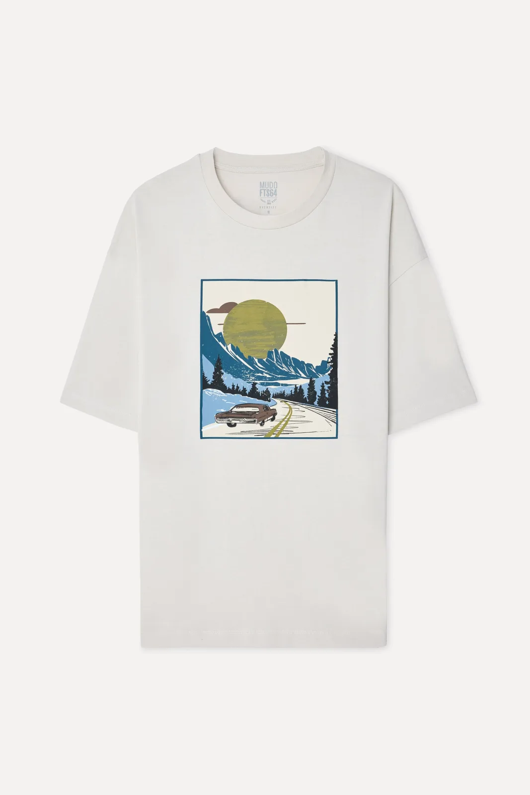 Erkek Baskılı Oversize Bisiklet Yaka T-Shirt