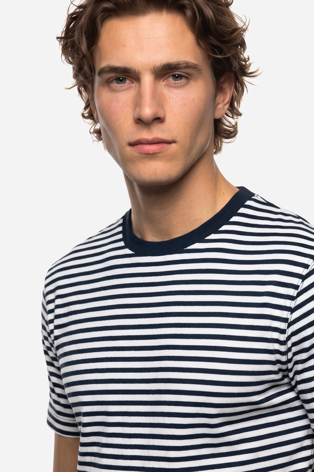 Erkek Çizgili Comfort Fit Bisiklet Yaka T-Shirt