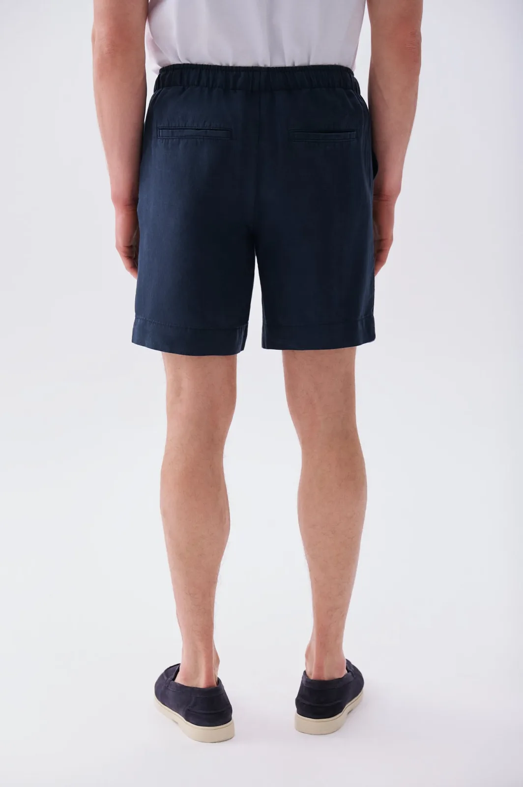 Erkek Straight Fit Keten Karışımlı Şort