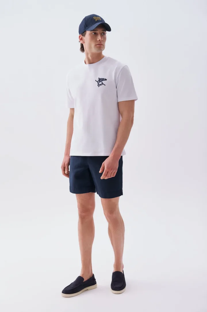Erkek Straight Fit Keten Karışımlı Şort