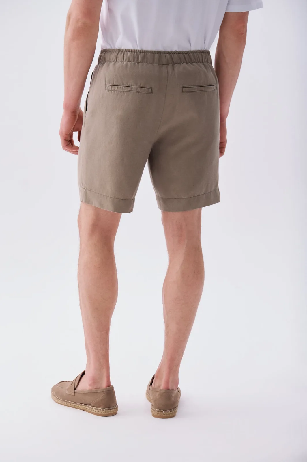 Erkek Straight Fit Keten Karışımlı Şort