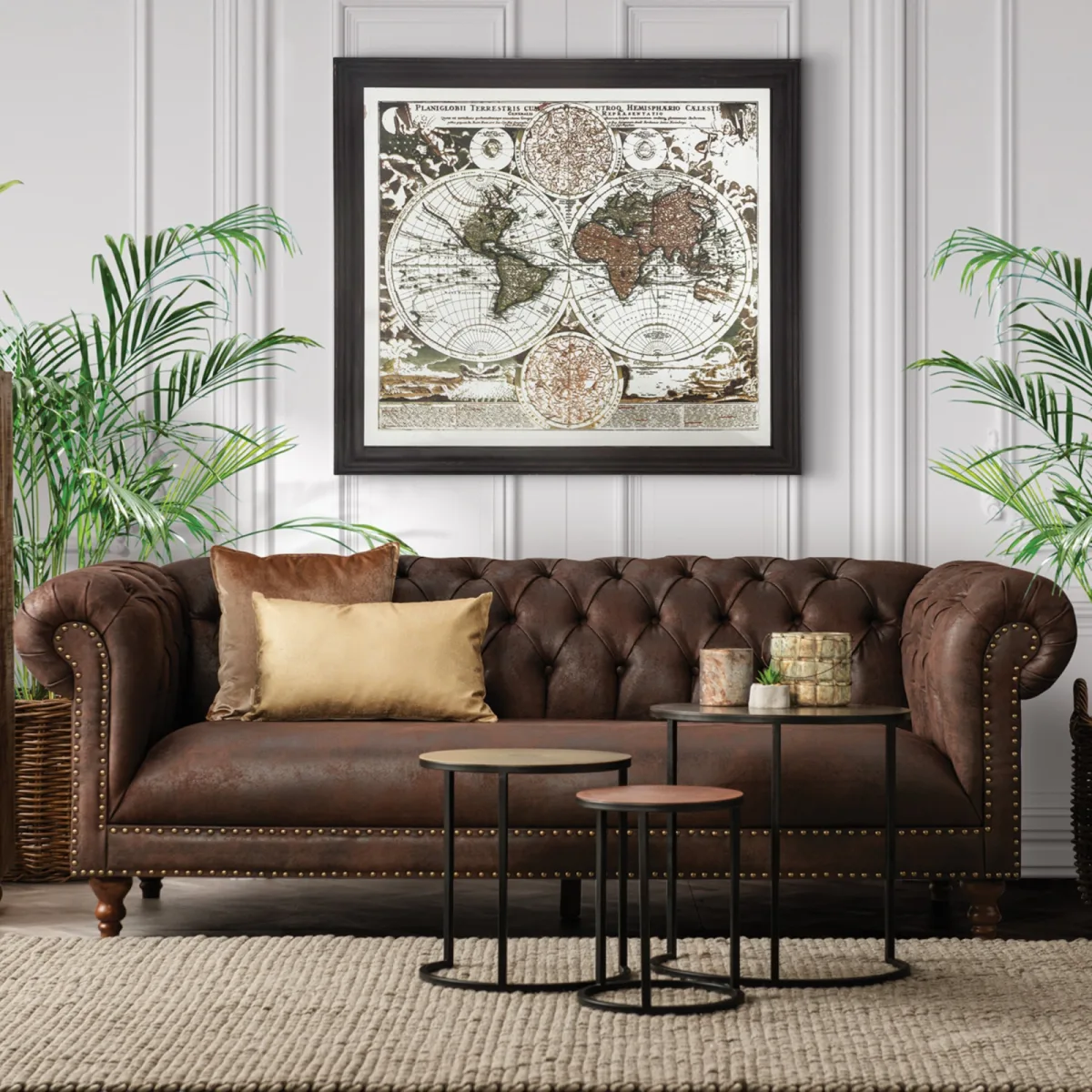 Haritalı Duvar Aynası 145x130 cm