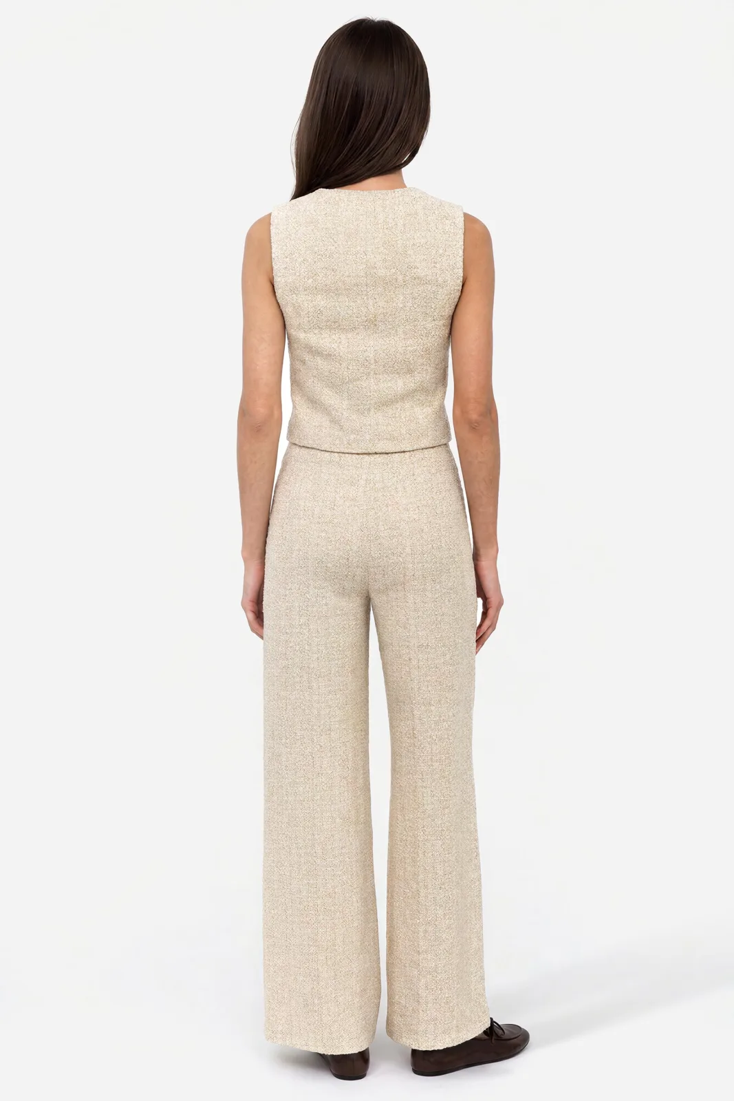 Kadın Cep Görünümlü Wide Leg Örme Pantolon