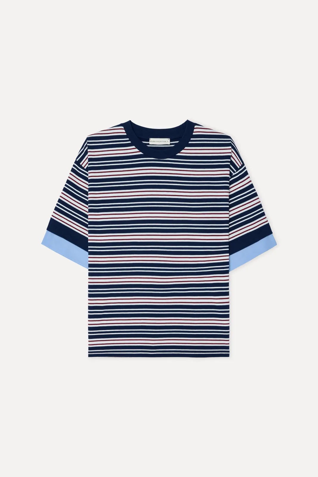Kadın Çizgili Loose Fit Bisikelt Yaka T-Shirt