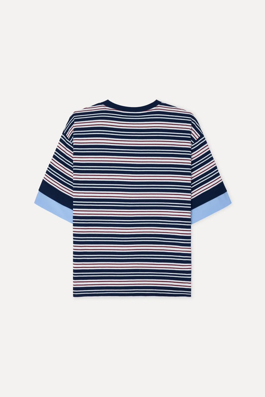 Kadın Çizgili Loose Fit Bisikelt Yaka T-Shirt