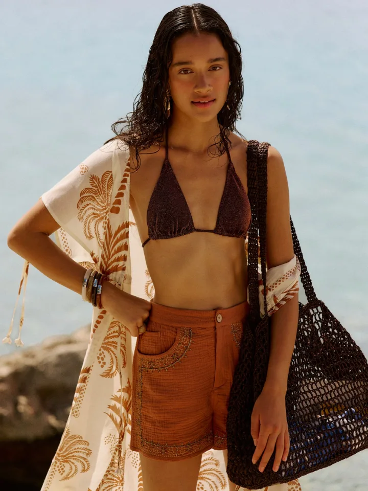 Kadın Desenli Oversize Midi Kimono