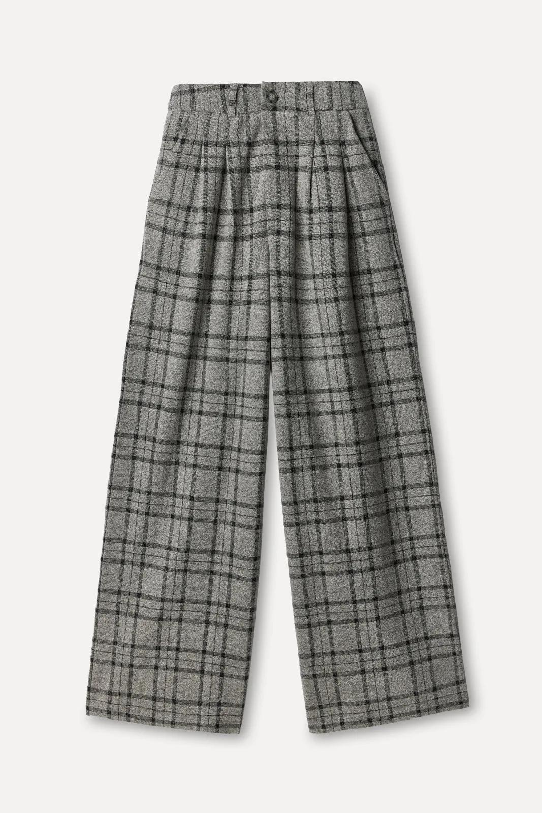 Kadın Ekoseli Wide Leg Pantolon