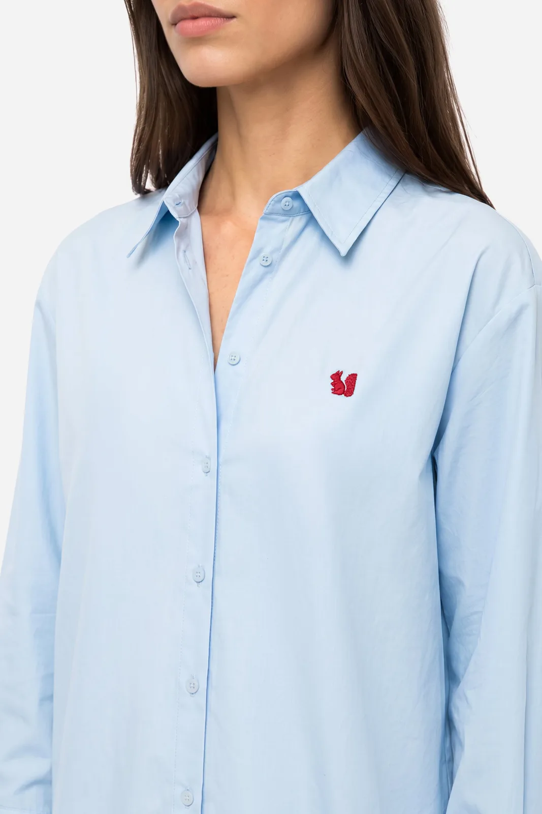 Kadın Nakışlı Oversize Uzun Kollu Gömlek