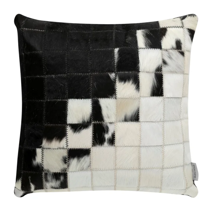 Lucas Deri Kırlent Siyah Beyaz 45x45 cm